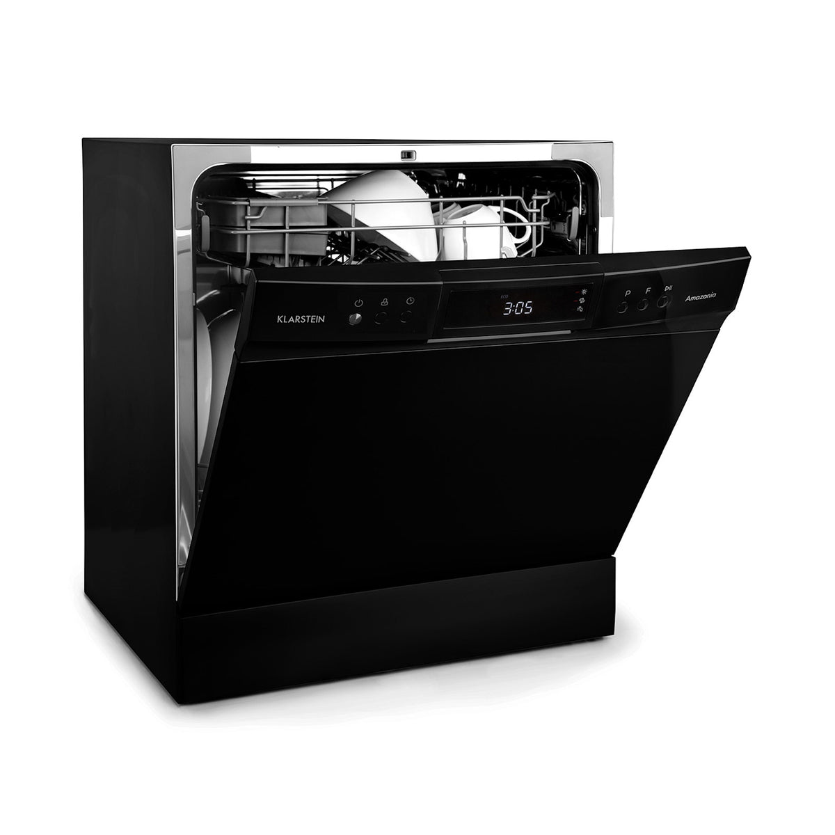 Klarstein Amazonia 8 Neo compact dishwasher, front view, black